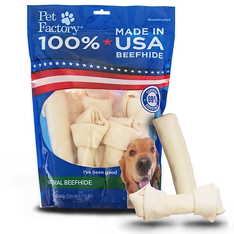 Pet Factory Natural Flavor Made in USA Beefhide Medium Dog Chew Treats, 5 Bones/5 Rolls, 6-7 in., 10 ct.