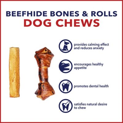 Image showing  6-7 in. American Beefhide Medium Beef and Chicken Flavor Bones and Rolls Dog Chew Treats, 10 ct.