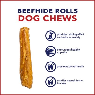 Image showing  10 in. American Beefhide Peanut Butter Flavor Made in USA Beefhide Roll Dog Chew Treat