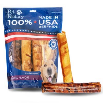 Pet Factory Made in USA Beefhide Rolls Beef and Chicken Flavor Dog Chews, 8  in., 10 ct. at Tractor Supply Co.