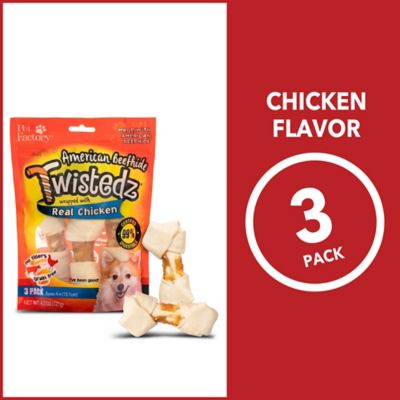 Image showing  4-5 in. Twistedz American Beefhide Bone Dog Chew Treats with Chicken Meat Wrap, 3 ct.