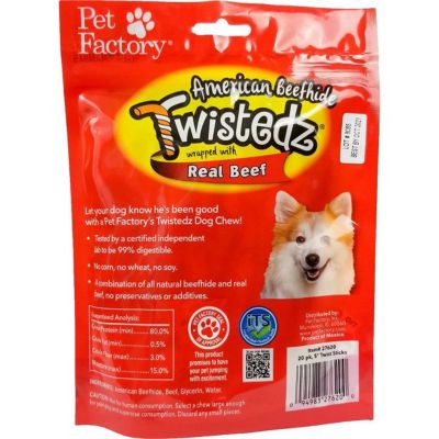 Image showing  5 in. Twistedz American Beefhide Twist Stick Dog Chew Treats with Pork Meat Wrap, 20 ct.