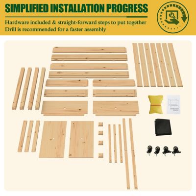 Image showing 9 th Veikous 47 x 23 x 33 in. Wooden Raised Garden Bed with Lockable Wheels and Liner