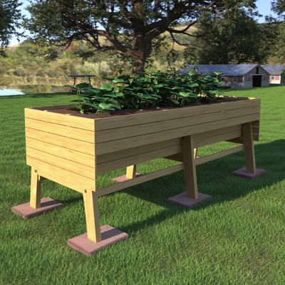 Veikous Large Wooden Raised Garden Bed with Funnel Design and Liner, Natural