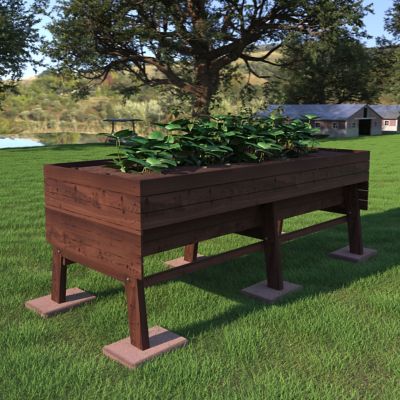 Veikous Large Wooden Raised Garden Bed with Funnel Design and Liner, 70.8 in. x 31.4 in. x 28.5 in., Rustic