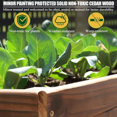 Image showing  Large Wooden Raised Garden Bed with Funnel Design and Liner, 70.8 in. x 31.4 in. x 28.5 in., Rustic