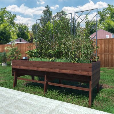 Image showing 7 th Veikous Large Wooden Raised Garden Bed with Funnel Design and Liner, 70.8 in. x 31.4 in. x 28.5 in., Rustic