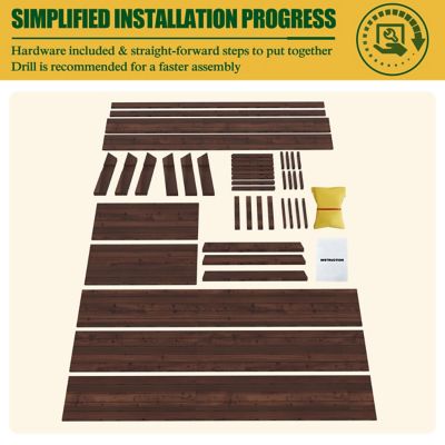 Image showing 9 th Veikous Large Wooden Raised Garden Bed with Funnel Design and Liner, 70.8 in. x 31.4 in. x 28.5 in., Rustic