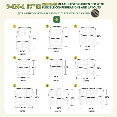 Image showing  9-in-1 Modular Metal Raised Garden Bed Kit, 24 in. x 96 in. x 17 in.