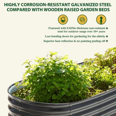 Image showing 7 th Veikous 9-in-1 Modular Metal Raised Garden Bed Kit, 24 in. x 96 in. x 17 in.