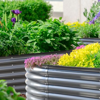 Image showing 8 th Veikous 9-in-1 Modular Metal Raised Garden Bed Kit, 24 in. x 96 in. x 17 in.