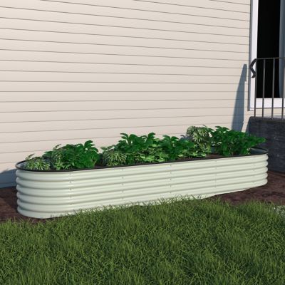 Veikous Metal Raised Garden Bed for Vegetables and Flowers, 24 in. x 96 in. x 17 in., Pearl White