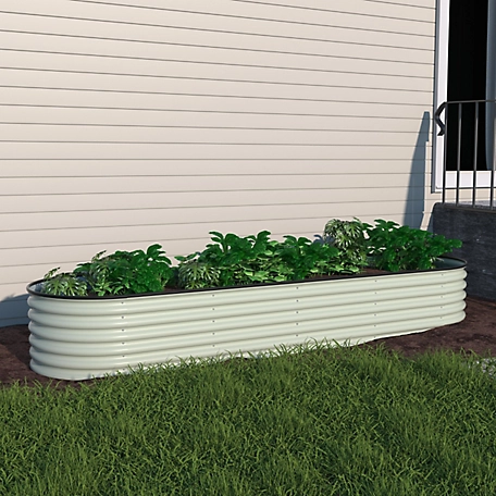 Veikous Metal Raised Garden Bed for Vegetables and Flowers, Pearl 