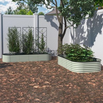 Image showing  Metal Raised Garden Bed for Vegetables and Flowers, 24 in. x 96 in. x 17 in., Light Green