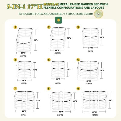 Image showing  Metal Raised Garden Bed for Vegetables and Flowers, 24 in. x 96 in. x 17 in., Light Green