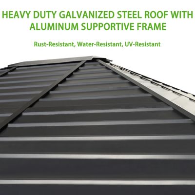 Image showing  Aluminum Hardtop Gazebo Pergola with Sidewalls and Mesh Netting