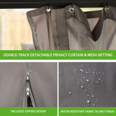 Image showing  Aluminum Hardtop Gazebo Pergola with Sidewalls and Mesh Netting