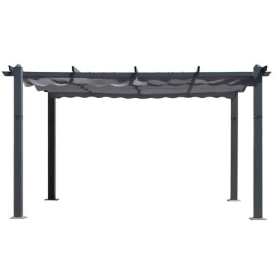 Image showing  10 ft. x 10 ft. Aluminum Outdoor Patio Pergola with Retractable Sun Shade Canopy Cover, Gray
