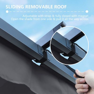 Image showing 5 th Veikous 10 ft. x 10 ft. Aluminum Outdoor Patio Pergola with Retractable Sun Shade Canopy Cover, Gray