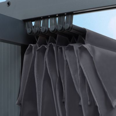 Image showing 8 th Veikous 10 ft. x 10 ft. Aluminum Outdoor Patio Pergola with Retractable Sun Shade Canopy Cover, Gray