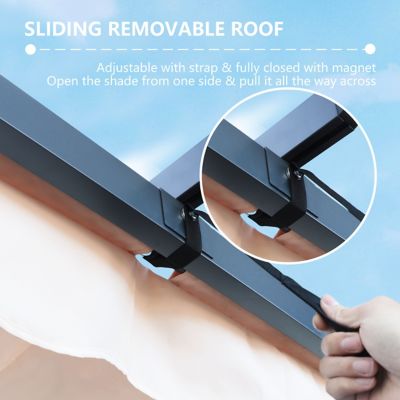 Image showing 5 th Veikous 10ft W x 10ft D Aluminum Pergola Outdoor with Beige Retractable Canopy