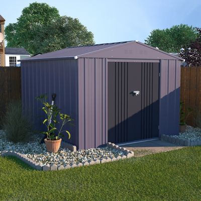 Veikous 8 ft. x 8 ft. Metal Storage Shed, Gray