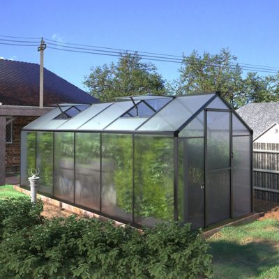 Veikous 6 ft. L x 12 ft. W Walk-In Greenhouse with Roof Vent