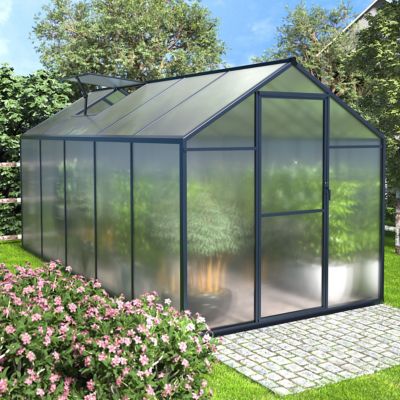 Veikous 6 ft. L x 10 ft. W Walk-In Garden Greenhouse with Adjustable Roof for Outdoor