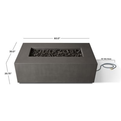 Image showing  60 in. x 30 in. Estes Casual Rectangle Natural Gas Fire Table, Carbon