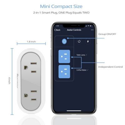 Image showing 5 th Avatar Controls 10A 2-Outlet Smart Capsule Wi-Fi Plug