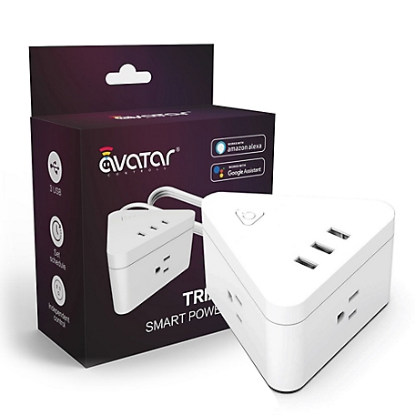 Avatar Controls Indoor Smart Triangle Wi-Fi Power Strip with 3 Outlets and 3 USB Ports