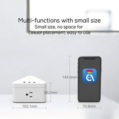 Image showing  Indoor Smart Triangle Wi-Fi Power Strip with 3 Outlets and 3 USB Ports