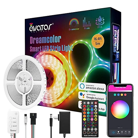Avatar Controls 48W Equivalent 800 Lumen Dreamcolor Smart LED Waterproof Light Strip with IR Remote, 16.4 ft.