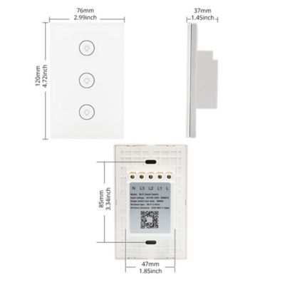 Image showing  110-240VAC Smart Wi-Fi Touch Switch, 3 Gang