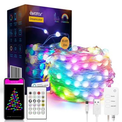 Avatar Controls Smart Copper Wire Firefly Lights 65.6ft 132LEDs with Remote Controls APP Control USB Christmas Music Sync Starry