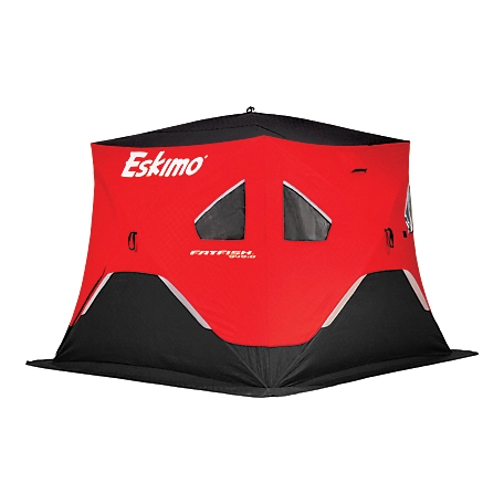 Eskimo FatFish 949IG, Pop-Up Portable Shelter, Insulated, Red, Grey Interior 3-4 Person, FF949IG