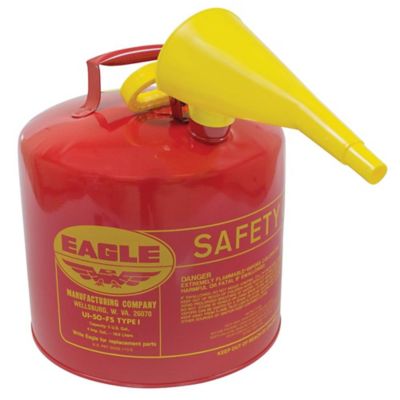 Image showing  Eagle Metal Safety Fuel Can with Funnel, 5 gal.