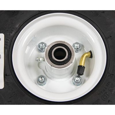 Image showing  4.10x3.50-4 Wheel Assembly, 5/8 in. Bore, 3-3/4 in. Hub Center, 4 in. Rim, White Hub