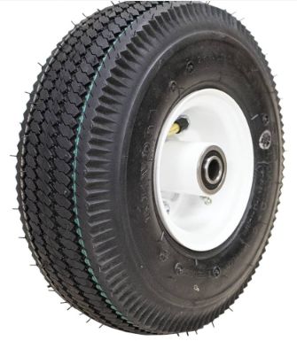 Image showing  4.10x3.50-4 Wheel Assembly, 5/8 in. Bore, 3-3/4 in. Hub Center, 4 in. Rim, White Hub