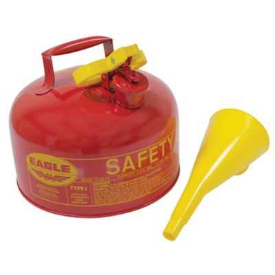 Stens Red Metal Safety Fuel Can with Yellow Funnel, 24-Gauge Hot-Dipped Galvanized Steel, 2 gal.