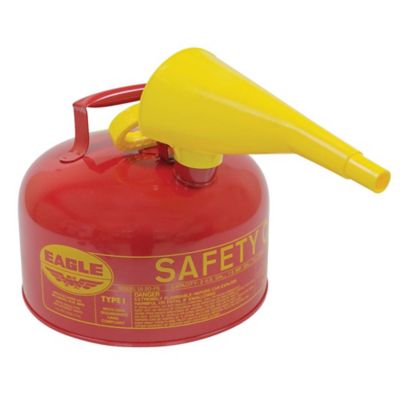 Image showing  Red Metal Safety Fuel Can with Yellow Funnel, 24-Gauge Hot-Dipped Galvanized Steel, 2 gal.