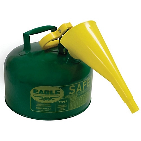 Stens Metal Safety Fuel Can with Funnel, Baked-On Powder-Coat Finish, 2 gal.
