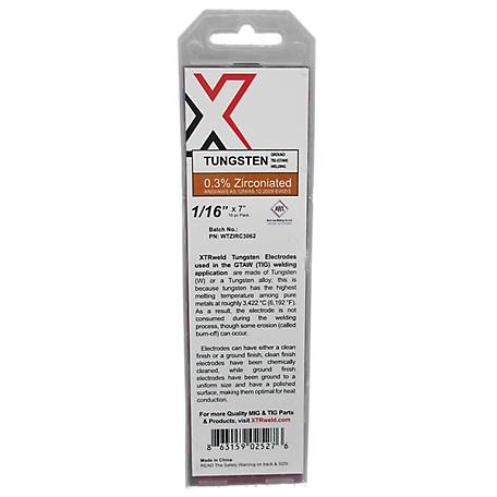 XTRweld 1/8 in. x 7 in. 0.3% Zirconiated Tungsten Electrodes, 10-Pack