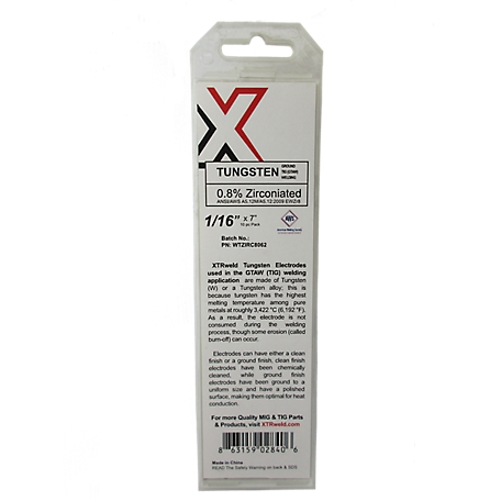 XTRweld 1/16 in. x 7 in. 0.8% Zirconiated Tungsten Electrodes, 10-Pack