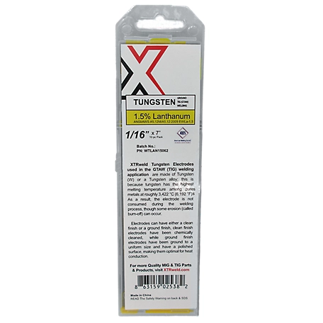 XTRweld 1/16 in. x 7 in. 1.5% Lanthanated Tungsten Electrode, 10-Pack