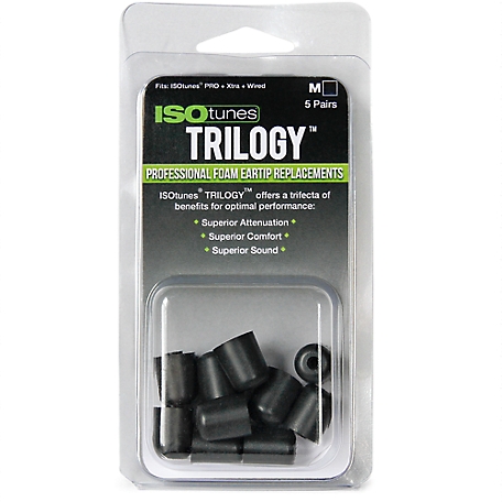 ISOtunes Trilogy Replacement Foam Ear Tips, Medium, 5 Pairs