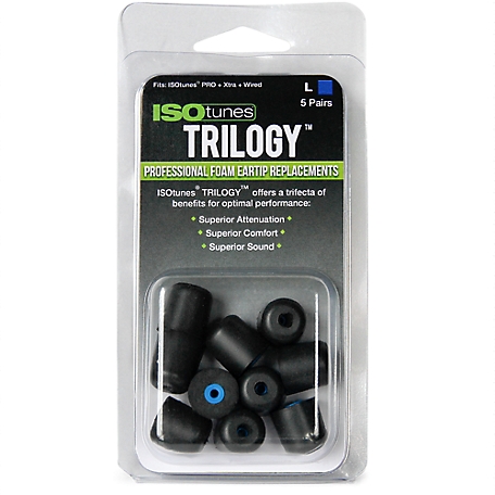 ISOtunes Trilogy Replacement Foam Ear Tips, Large, 5 Pairs