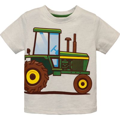 John Deere Toddler Boys' Short Sleeve Tee Big Tractor, White