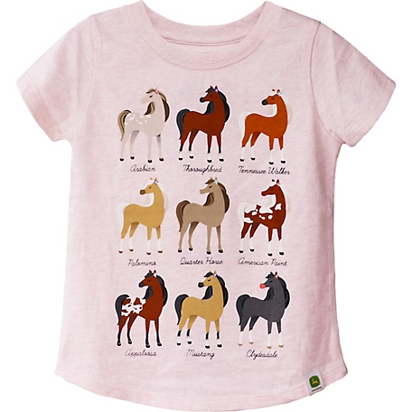 John Deere Toddler Girls' Short Sleeve Tee Horse Breeds
