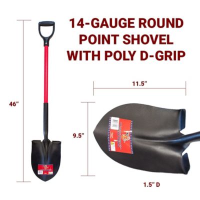 Image showing  33 in. Fiberglass Handle Round Point Shovel with Poly D-Grip